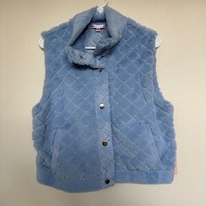 Quilted Blue Faux Fur Vest
